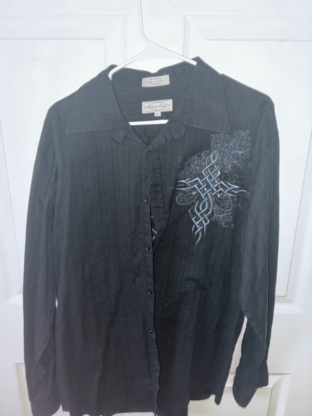 Eighty Eight Black Button-Up Shirt with Subtle Logo